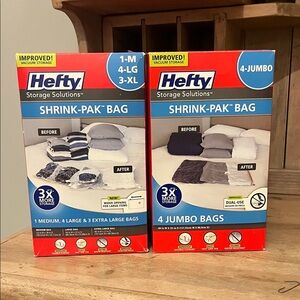 Hefty Storage Solutions Shrink-Pak Bags Vacuum Travel 9 Bags Reusable